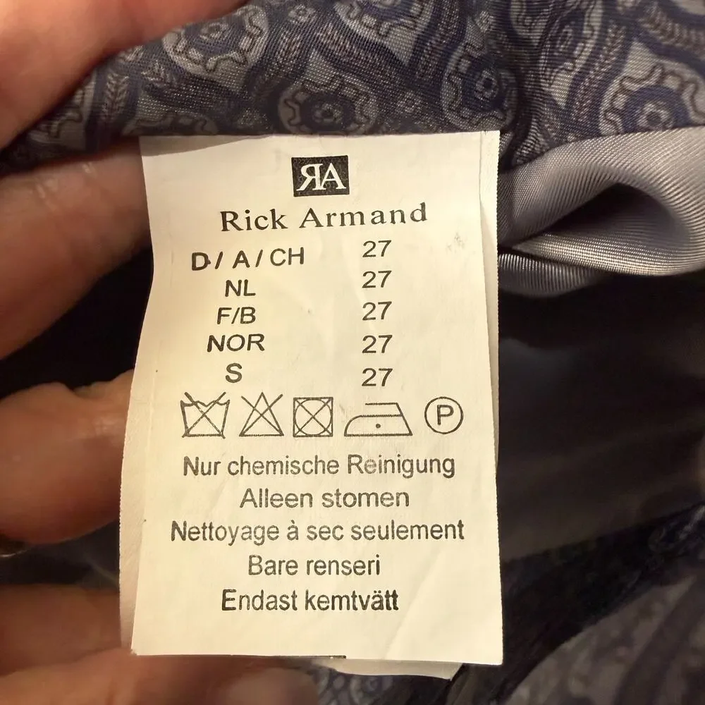Rick Armand Men's Blazer German Size 27 (US 44 Short) Grey Textured Cotton Blend